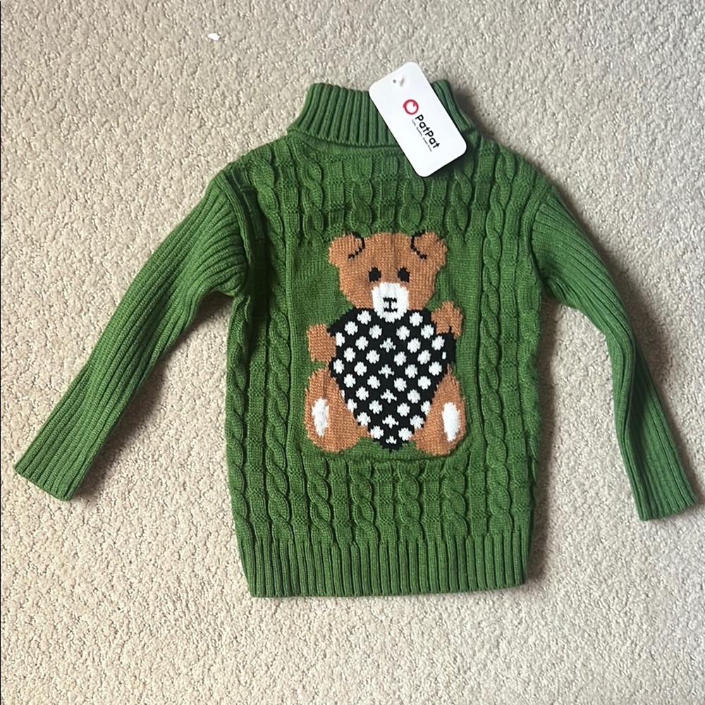 PatPat Green and Brown Teddy Bear Knit Accessory